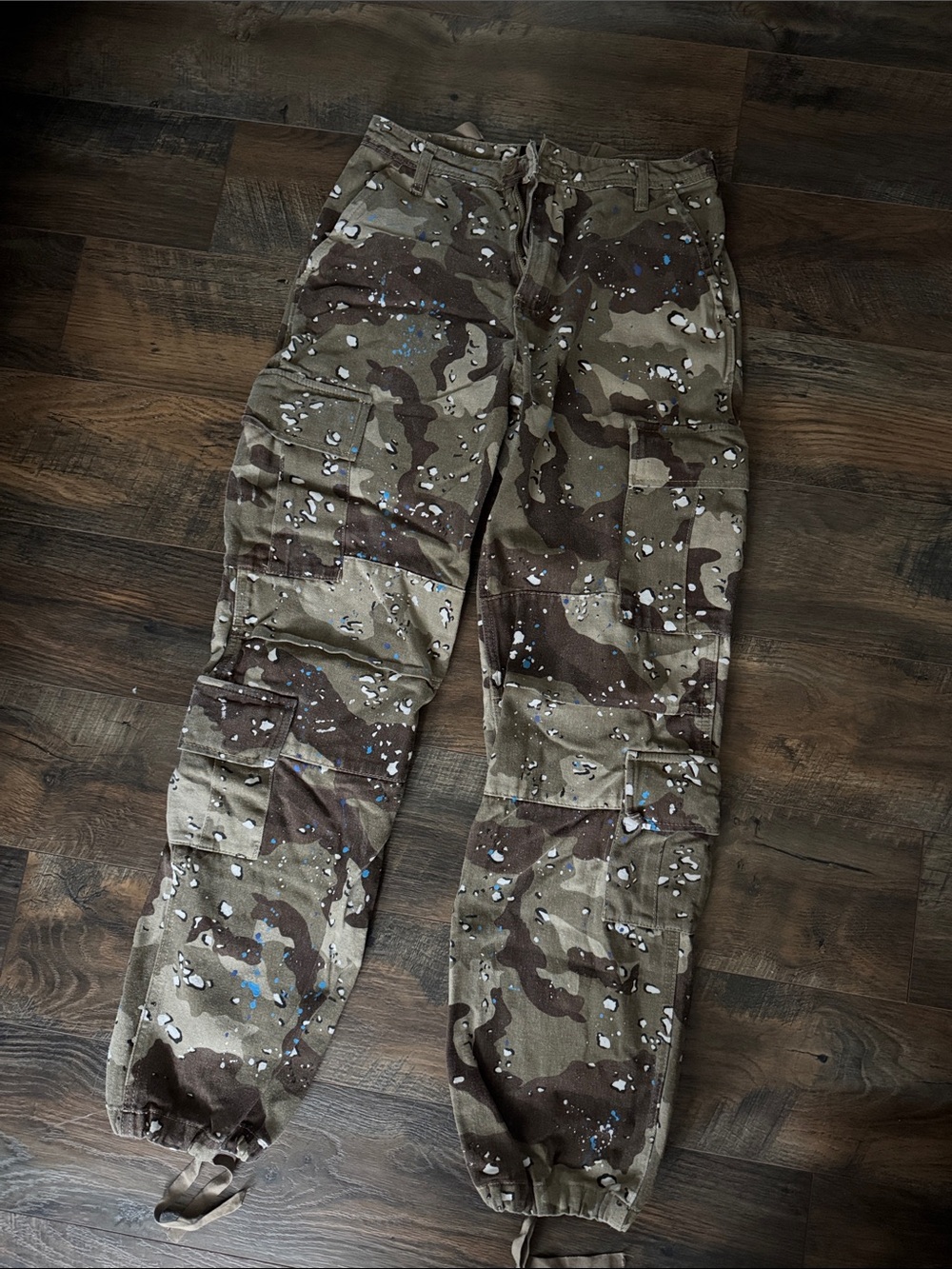 Camo Cargo Pants - Brown Paint-Splatter